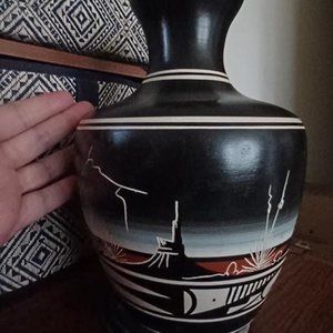 Heavy Hand Thrown Navajo Vase, Vintage,  Signed